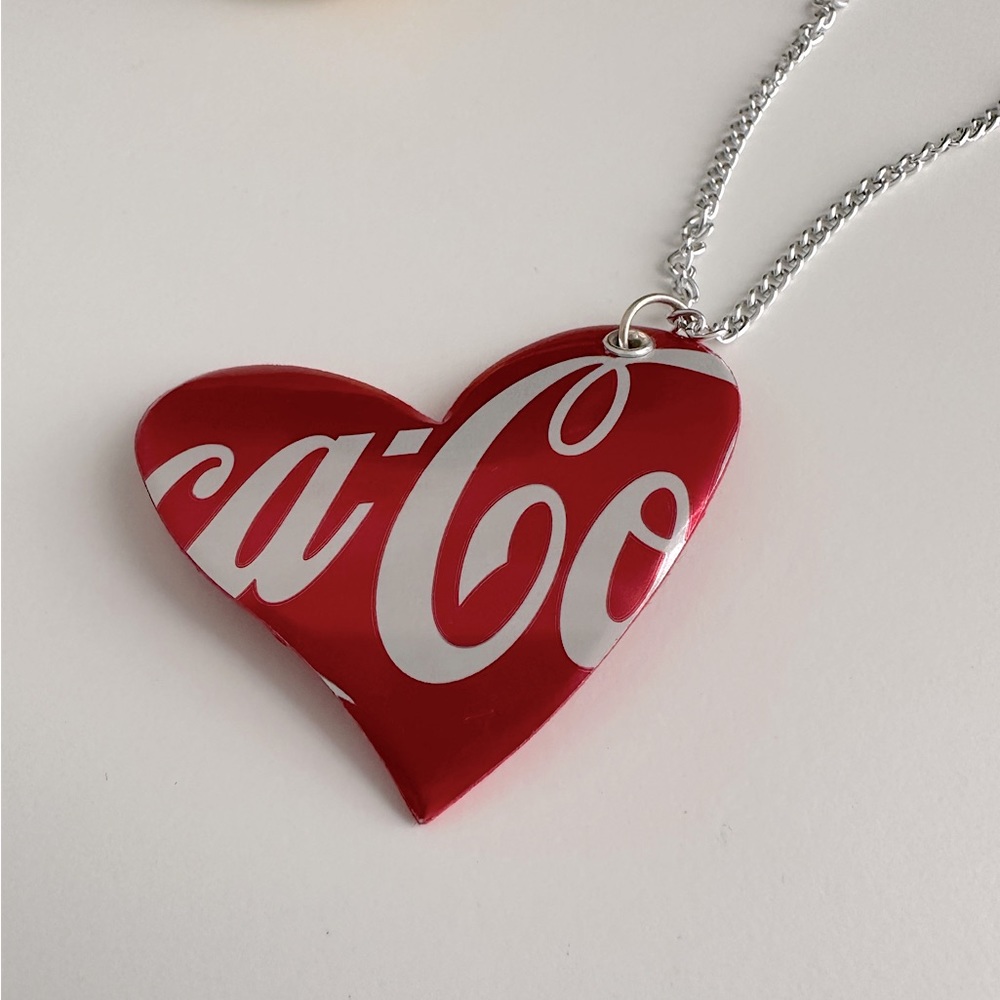 Handmade Coca-Cola heart necklace